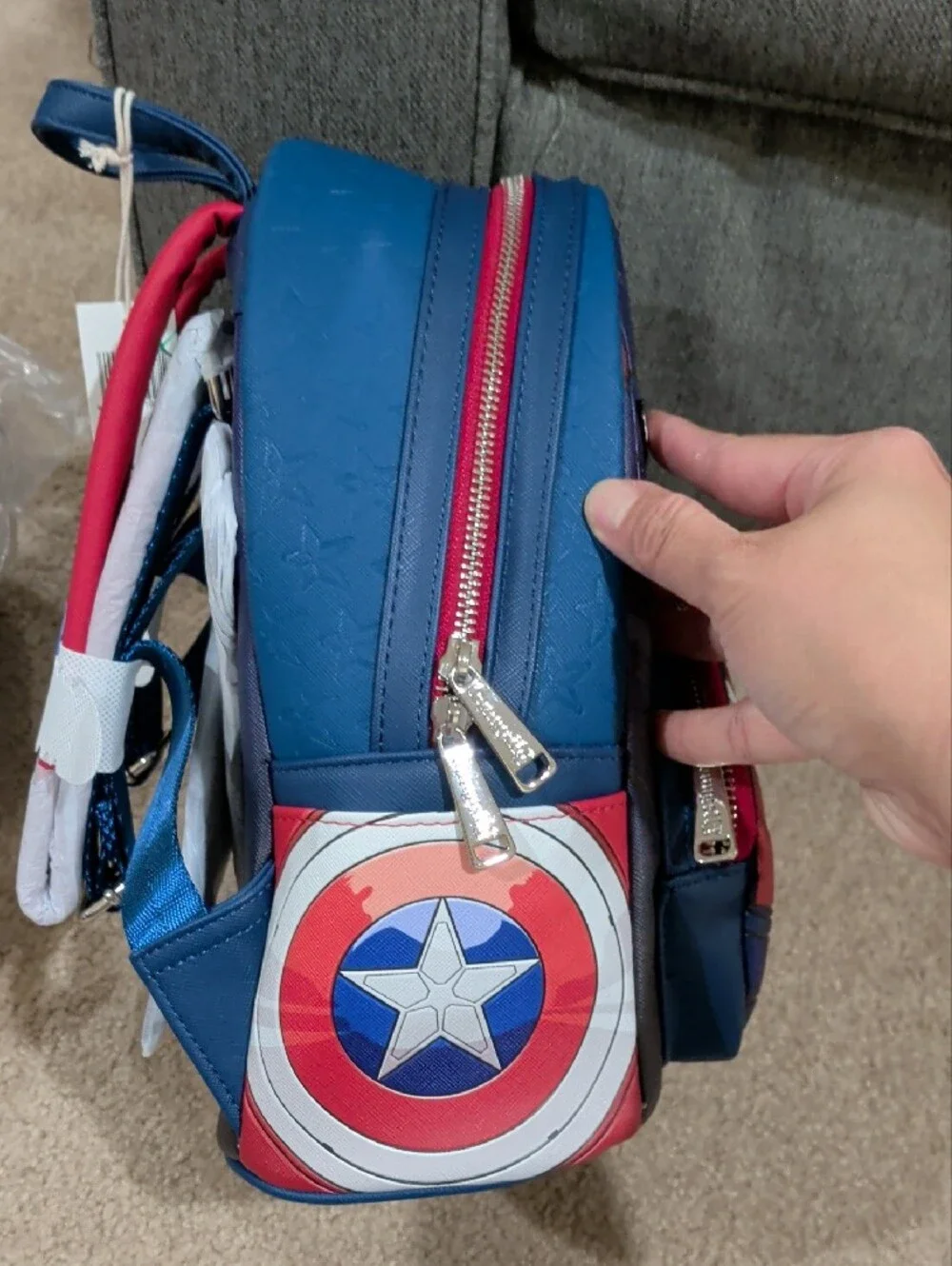 Loungefly Captain America Shield Colorblock Mini Backpack - Blue Red White